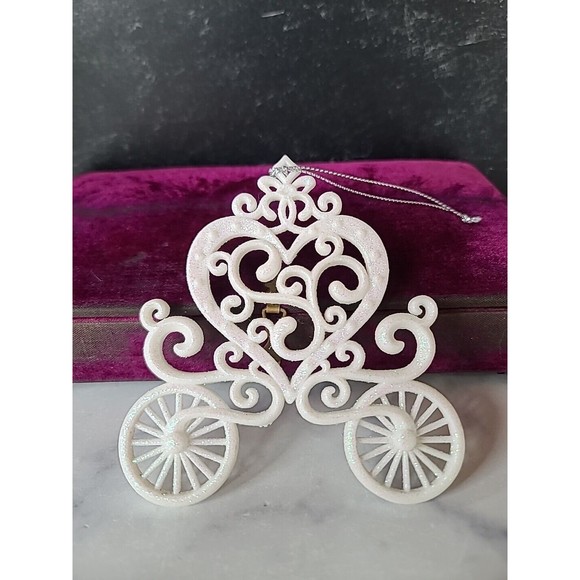 White Christmas Carriage Ornament - Picture 2 of 10